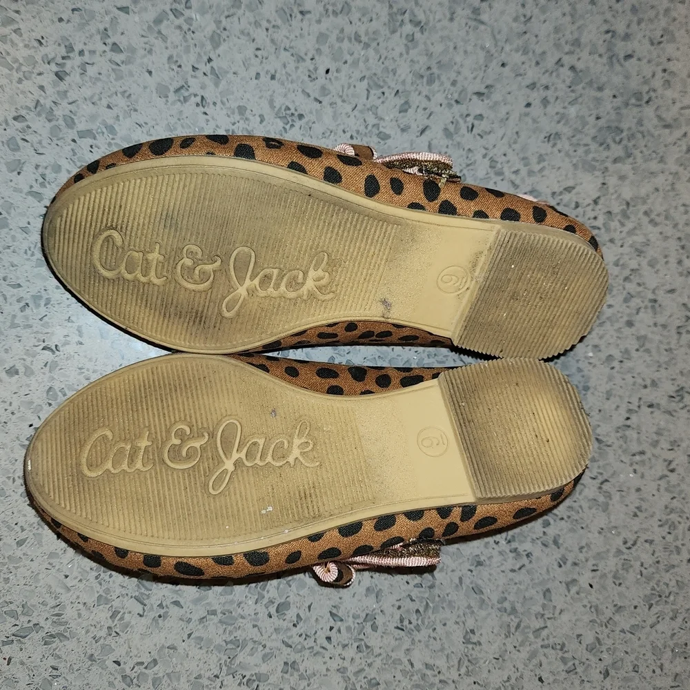 Cat & Jack Children's Leopard Print Mary Jane Flats - Brown/Black